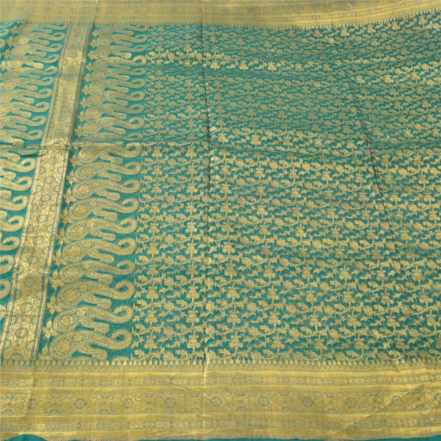 Sanskriti Vintage Indian Sarees Pure Silk Brocade/Banarasi Woven Sari 5yd Fabric