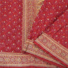 Sanskriti Vintage Red Sarees Pure Satin Silk Brocade Hand Beaded Sari 5yd Fabric