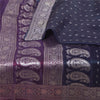 Sanskriti Vintage Purple Sarees Pure Satin Silk Brocade Woven Sari Craft Fabric