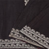 Sanskriti Vintage Black Sarees Pure Satin Silk Banarasi Woven Sari Craft Fabric