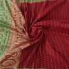 Sanskriti Vintage Green/Red Sarees Pure Silk Brocade/Banarasi Woven Sari Fabric