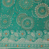 Sanskriti Vintage Teal Sarees Pure Satin Silk Brocade/Banarasi Woven Sari Fabric