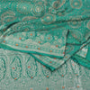 Sanskriti Vintage Teal Sarees Pure Satin Silk Brocade/Banarasi Woven Sari Fabric