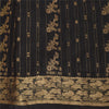 Sanskriti Vintage Indian Black Sarees Pure Silk Woven Brocade Sari Craft Fabric