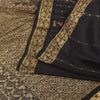 Sanskriti Vintage Indian Black Sarees Pure Silk Woven Brocade Sari Craft Fabric