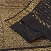 Sanskriti Vintage Indian Black Sarees Pure Silk Woven Brocade Sari Craft Fabric