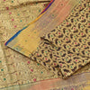 Sanskriti Vintage Brown Sarees Pure Silk Brocade/Banarasi Woven Sari 5yd Fabric