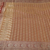 Sanskriti Vintage Red/Cream Sarees Pure Silk Brocade/Banarasi Woven Sari Fabric