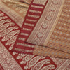 Sanskriti Vintage Red/Cream Sarees Pure Silk Brocade/Banarasi Woven Sari Fabric