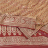 Sanskriti Vintage Red/Cream Sarees Pure Silk Brocade/Banarasi Woven Sari Fabric