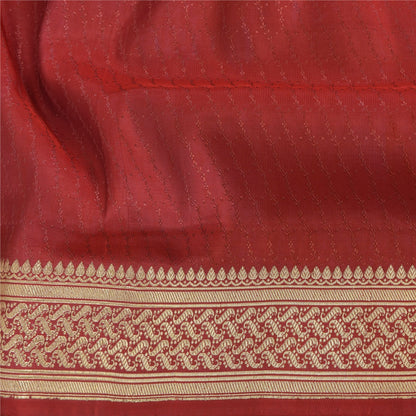 Sanskriti Vintage Red Sarees Pure Silk Brocade/Banarasi Woven Sari Craft Fabric