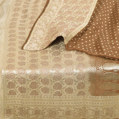 Sanskriti Vintage Sarees Pure Satin Silk Brocade/Banarasi Woven Sari 5yd Fabric