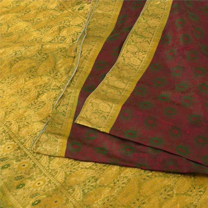 Sanskriti Vintage Indian Sarees Pure Silk Brocade/Banarasi Woven Sari 5yd Fabric