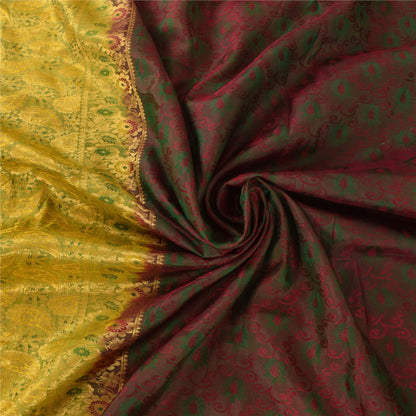 Sanskriti Vintage Indian Sarees Pure Silk Brocade/Banarasi Woven Sari 5yd Fabric