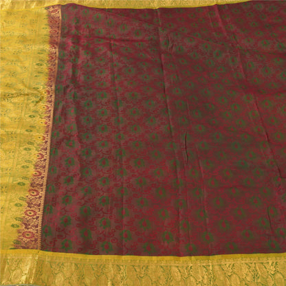 Sanskriti Vintage Indian Sarees Pure Silk Brocade/Banarasi Woven Sari 5yd Fabric