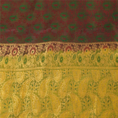 Sanskriti Vintage Indian Sarees Pure Silk Brocade/Banarasi Woven Sari 5yd Fabric