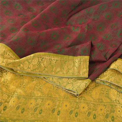 Sanskriti Vintage Indian Sarees Pure Silk Brocade/Banarasi Woven Sari 5yd Fabric