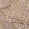 Sanskriti Vintage Cream Sarees Pure Satin Silk Woven Premium Sari Craft Fabric