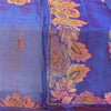 Sanskriti Vintage Blue Dupatta Long Stole Pure Chiffon Hand Beaded Tie- Dye Veil