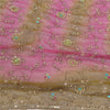 Sanskriti Vintage Dupatta Long Stole Pure Georgette SIlk Pink Hand Beaded Veil