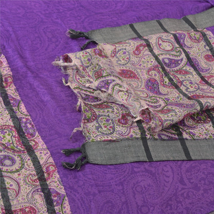 Sanskriti Vintage Purple Dupatta Long Stole Pure Woolen Printed Premium Scarves