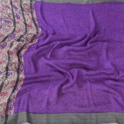 Sanskriti Vintage Purple Dupatta Long Stole Pure Woolen Printed Premium Scarves