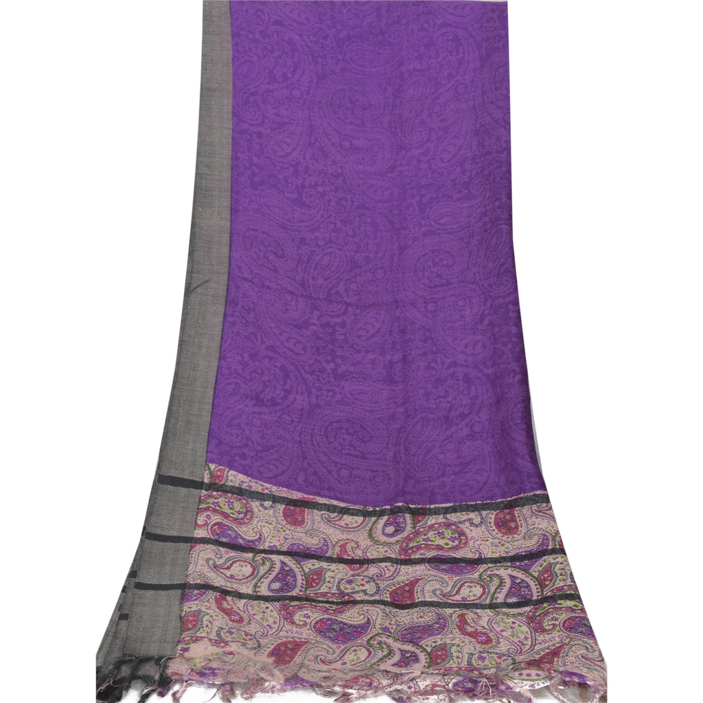 Sanskriti Vintage Purple Dupatta Long Stole Pure Woolen Printed Premium Scarves