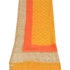 Sanskriti Vintage Dupatta Long Stole Pure Cotton Saffron Block Printed Hijab