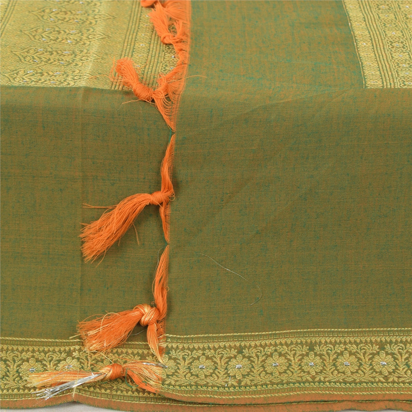 Sanskriti Vintage Indian Green Dupatta Long Stole Art Silk Woven Premium Scarves