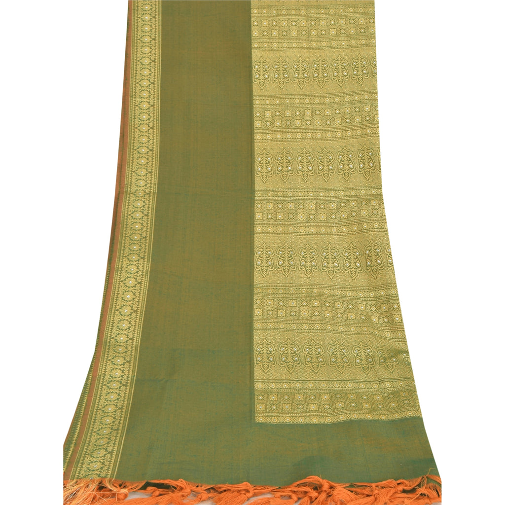 Sanskriti Vintage Indian Green Dupatta Long Stole Art Silk Woven Premium Scarves