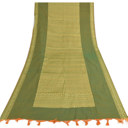 Sanskriti Vintage Indian Green Dupatta Long Stole Art Silk Woven Premium Scarves