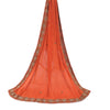 Sanskriti Vintage Orange Long Dupatta Stole Pure Chiffon Silk Hand Beaded Hijab