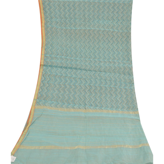 Sanskriti Vintage Blue Long Dupatta/Stole Pure Cotton Hand-Block Printed Scarves