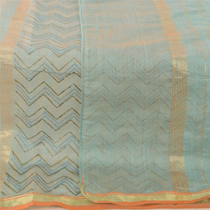 Sanskriti Vintage Blue Long Dupatta/Stole Pure Cotton Hand-Block Printed Scarves