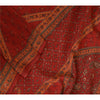 Sanskriti Vintage Dark Red Long Dupatta/Stole Pure Crepe Silk Printed Hijab