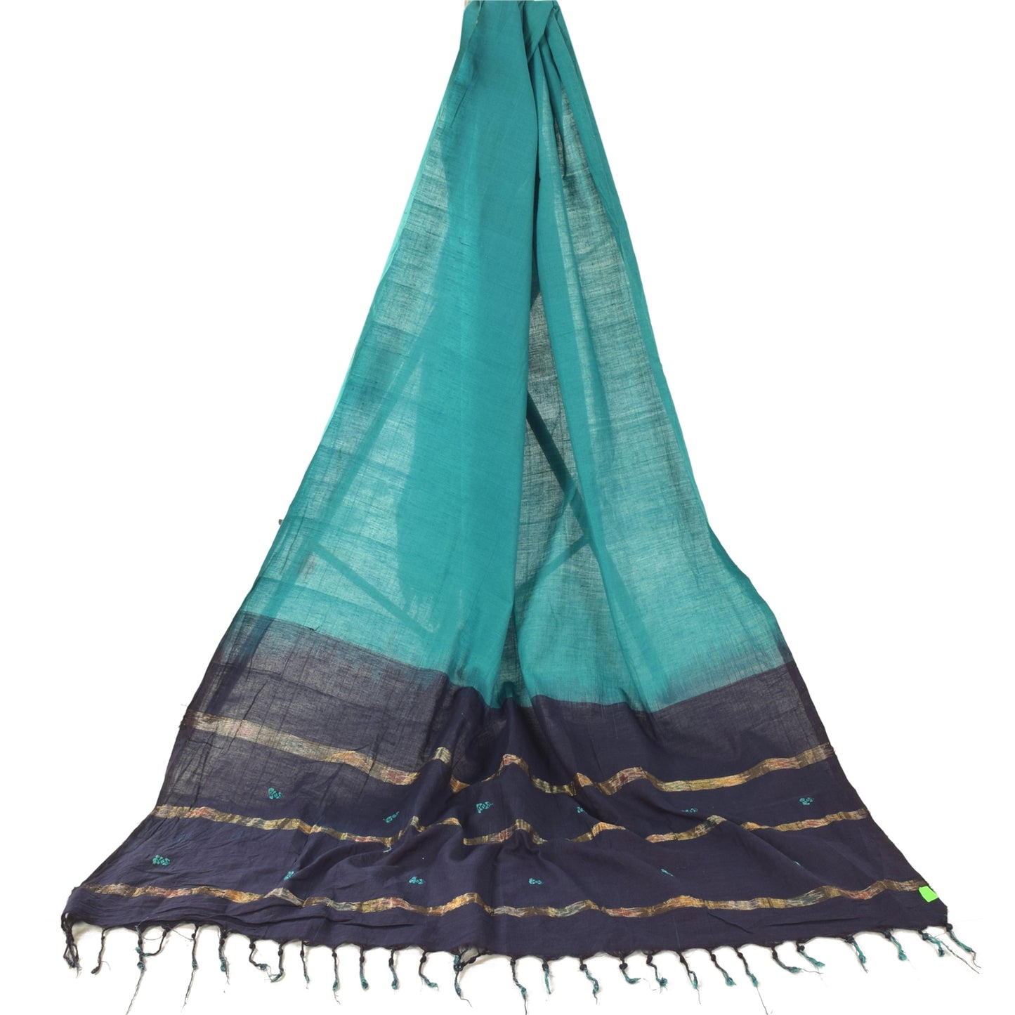 Sanskriti Vintage Blue Long Dupatta Stole Pure Cotton Hand-Woven Premium Scarves