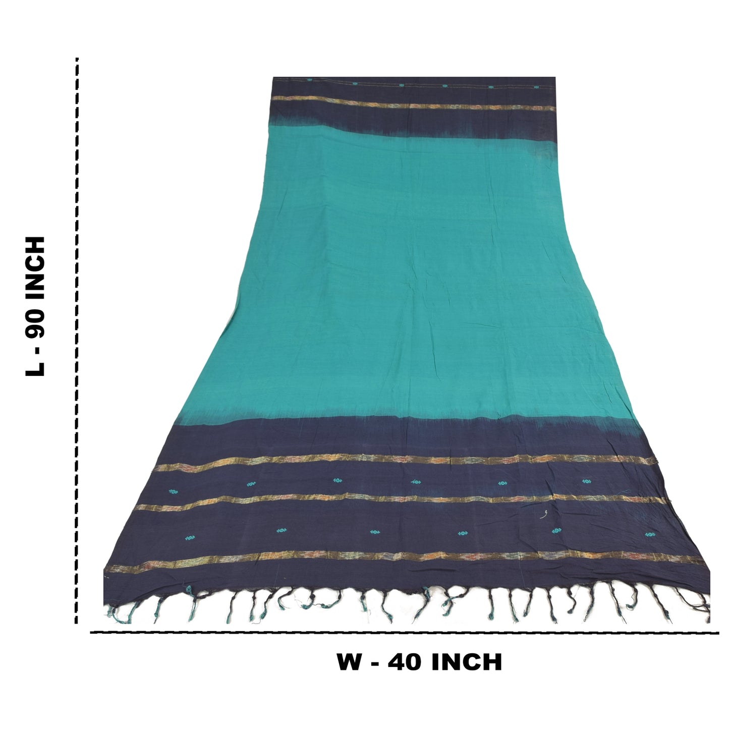 Sanskriti Vintage Blue Long Dupatta Stole Pure Cotton Hand-Woven Premium Scarves