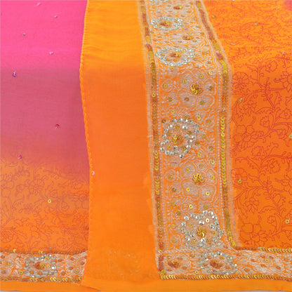 Sanskriti Vintage Dupatta Long Stole Blend Georgette Hand Beaded Premium Scarves