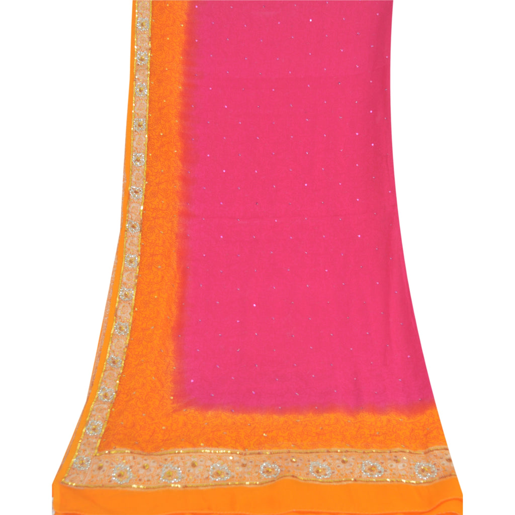 Sanskriti Vintage Dupatta Long Stole Blend Georgette Hand Beaded Premium Scarves