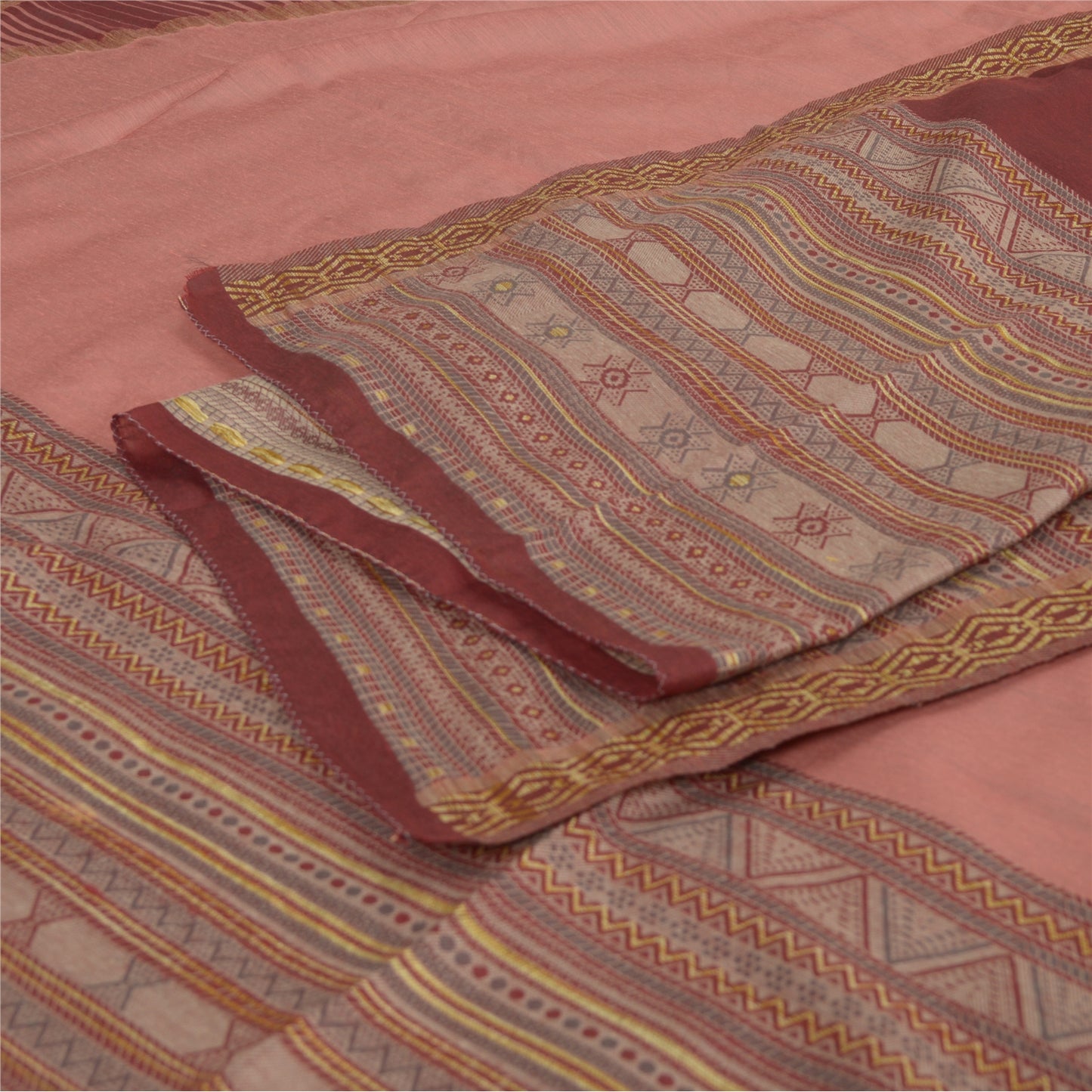 Sanskriti Vintage Long Dupatta Stole Cotton Peach Hijab Woven Wrap Scarves