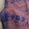 Sanskriti Vintage Pink/Blue Dupatta Long Stole Pure Silk Hand Beaded Tie-Dye