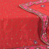 Sanskriti Vintage Red Dupatta Long Stole Pure Silk Hand Beaded Premium Wrap Veil