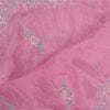 Sanskriti Vintage Dupatta Long Stole Pure Chiffon Silk Pink Hand Beaded Scarves