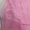 Sanskriti Vintage Dupatta Long Stole Pure Chiffon Silk Pink Hand Beaded Scarves