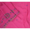 Sanskriti Vintage Dupatta Long Stole Pure Georgette Silk Pink Hand Beaded Veil