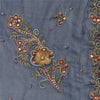 Sanskriti Vintage Dupatta Long Stole Pure Chiffon Silk Blue Hand Beaded Scarves