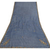 Sanskriti Vintage Dupatta Long Stole Pure Chiffon Silk Blue Hand Beaded Scarves