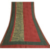 Sanskriti Vintage Long Dupatta Stole Pure Silk Red/Green Solid/Print Veil Hijab