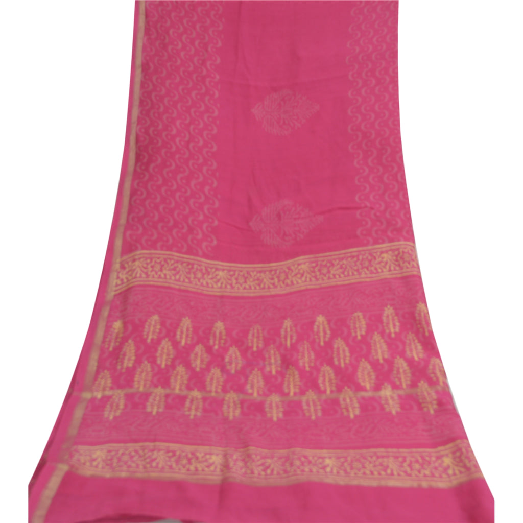 Sanskriti Vintage Long Dupatta Pink Hand Block Printed Pure Cotton Stole Scarves