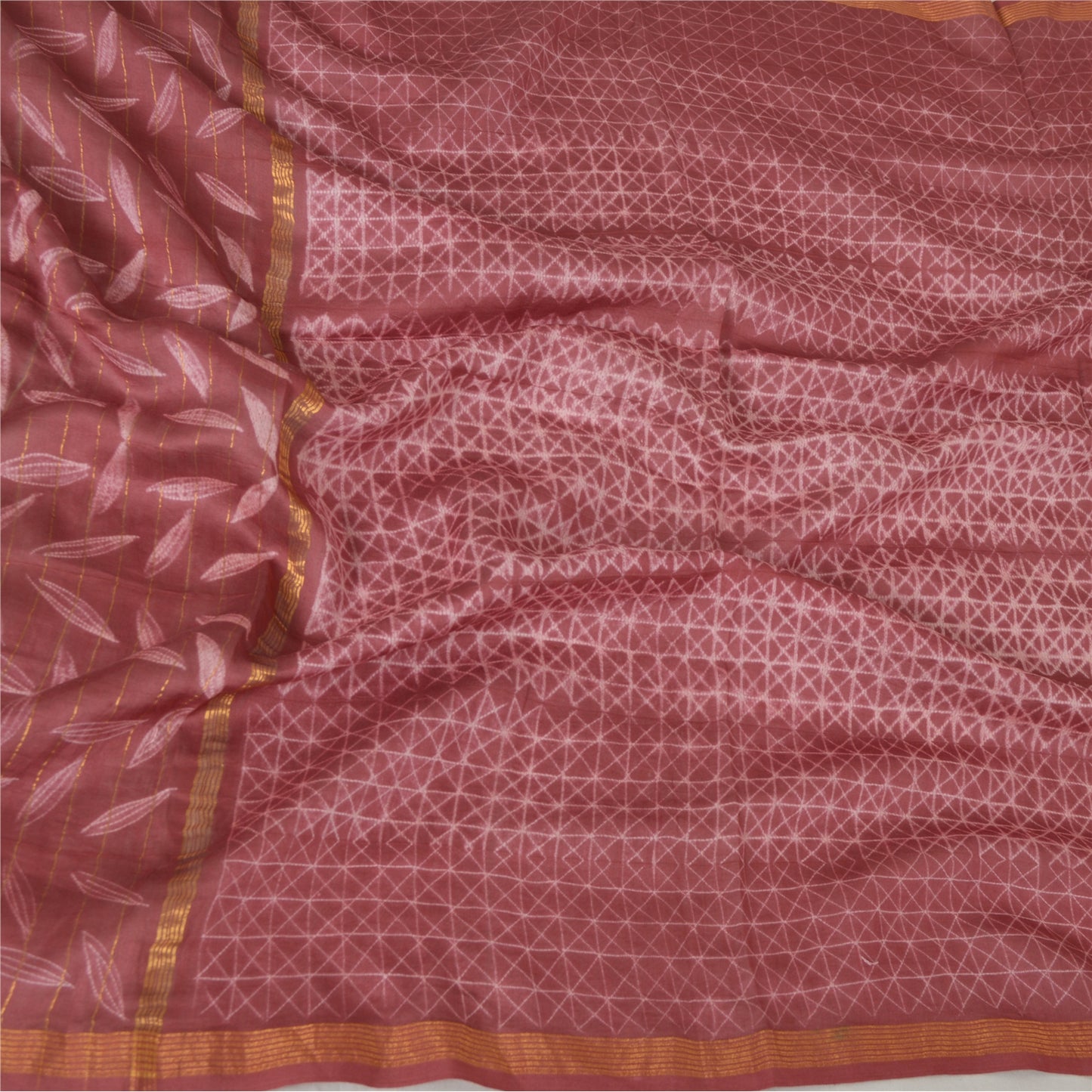 Sanskriti Vintage Long Dupatta Dusty Pink Pure Cotton Print Zari Work Stole Veil